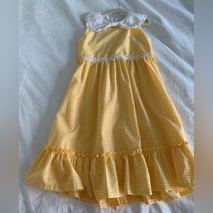 Girls Yellow Checkered Dress Sz 7/8 (130 cm)